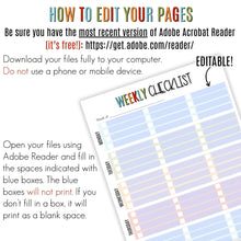 Load image into Gallery viewer, EDITABLE Weekly Checklist
