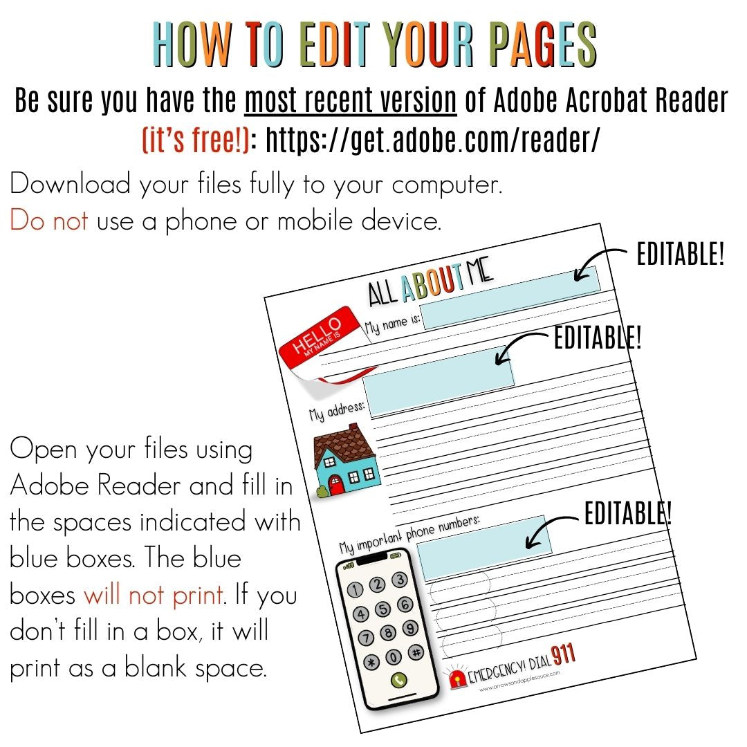 EDITABLE Morning Menu Set Arrows And Applesauce
