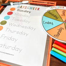Load image into Gallery viewer, Days Of The Week Wheel + Tracing Worksheet
