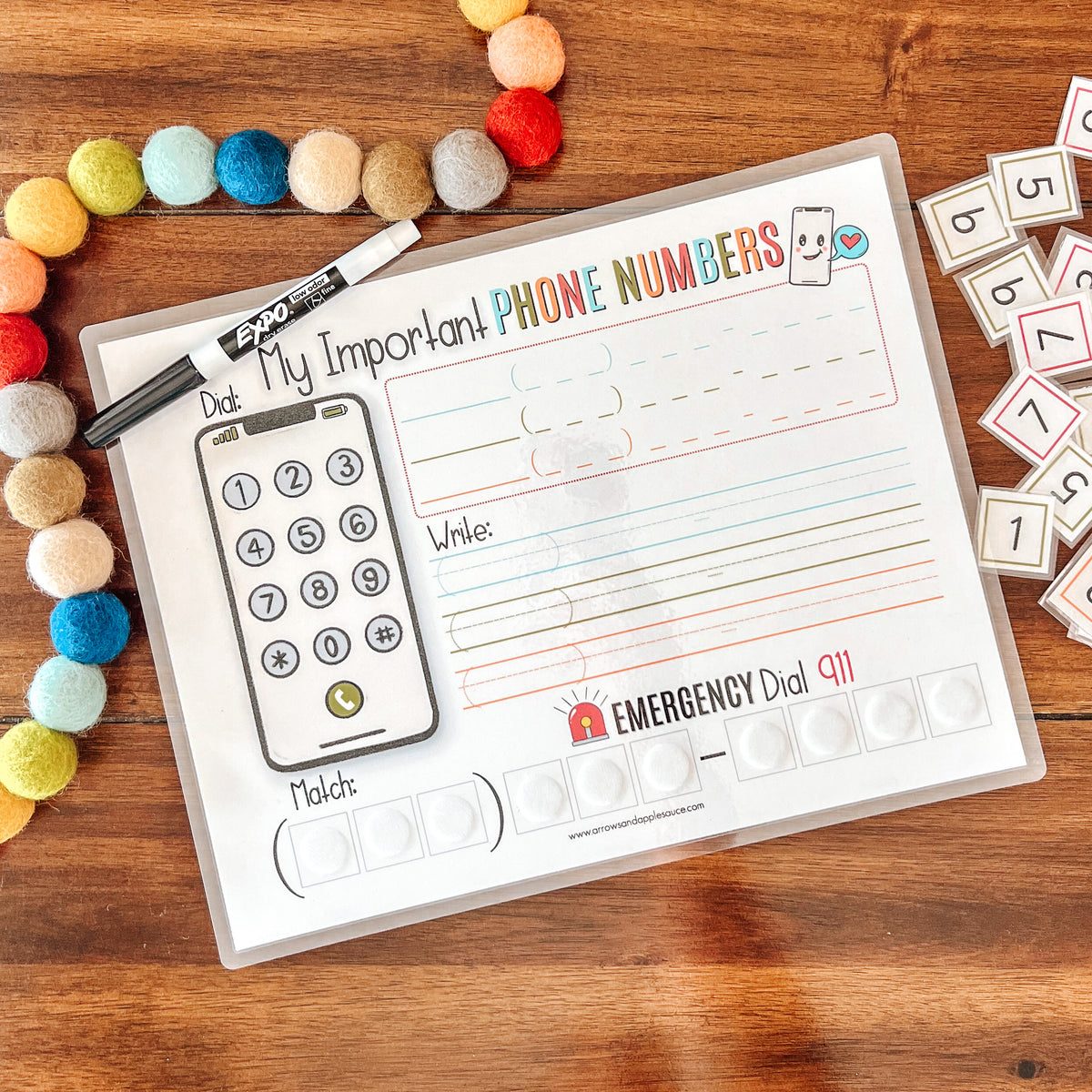 Phone Number Kids Printable Activity Arrows And Applesauce