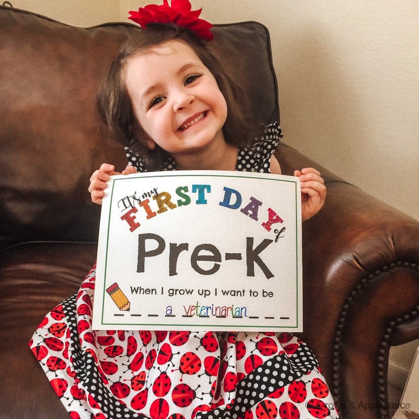 First Day of School Pre-K to 12th Grade Printable Sign – Arrows And ...
