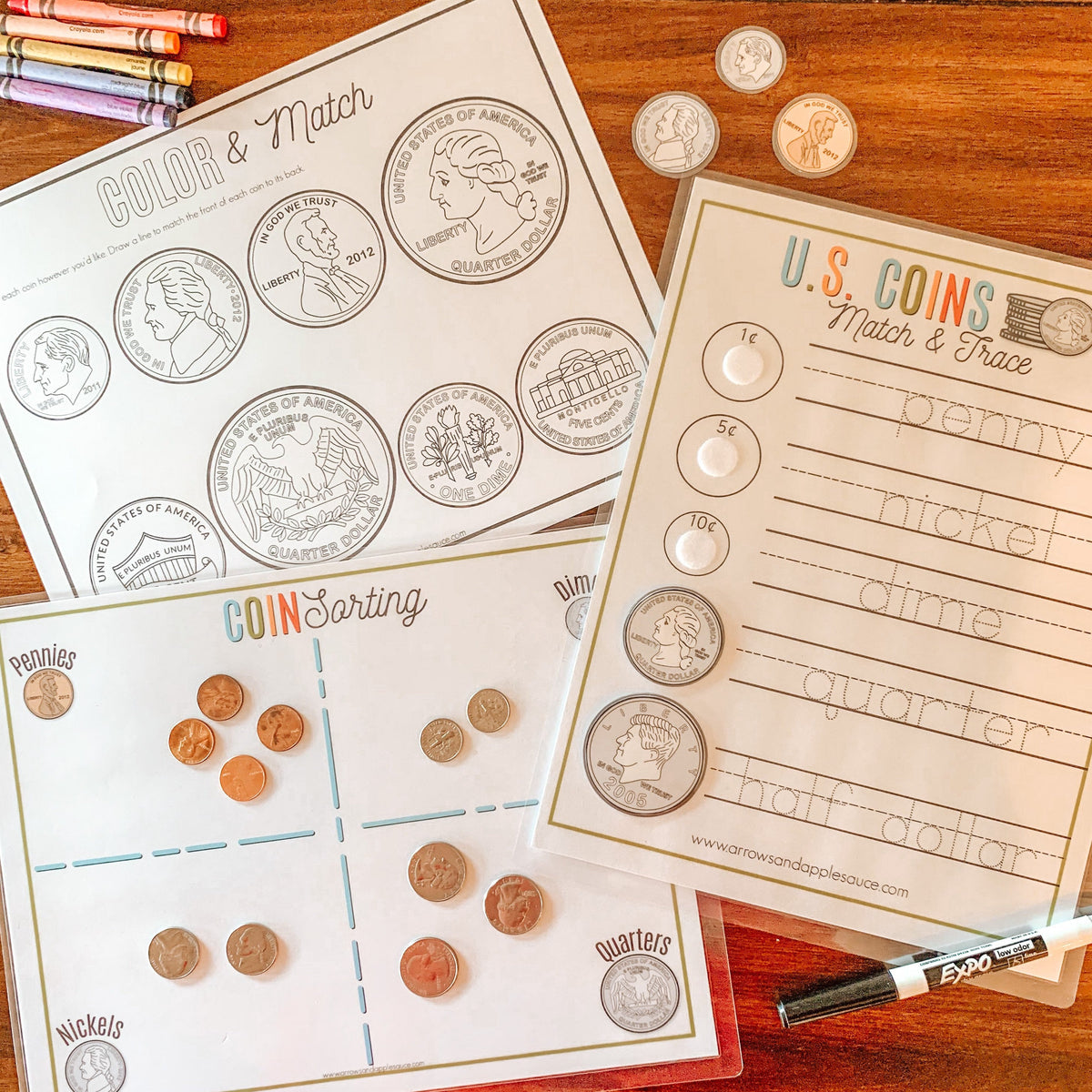 U.S. Coins Printable Activity Set – Arrows And Applesauce