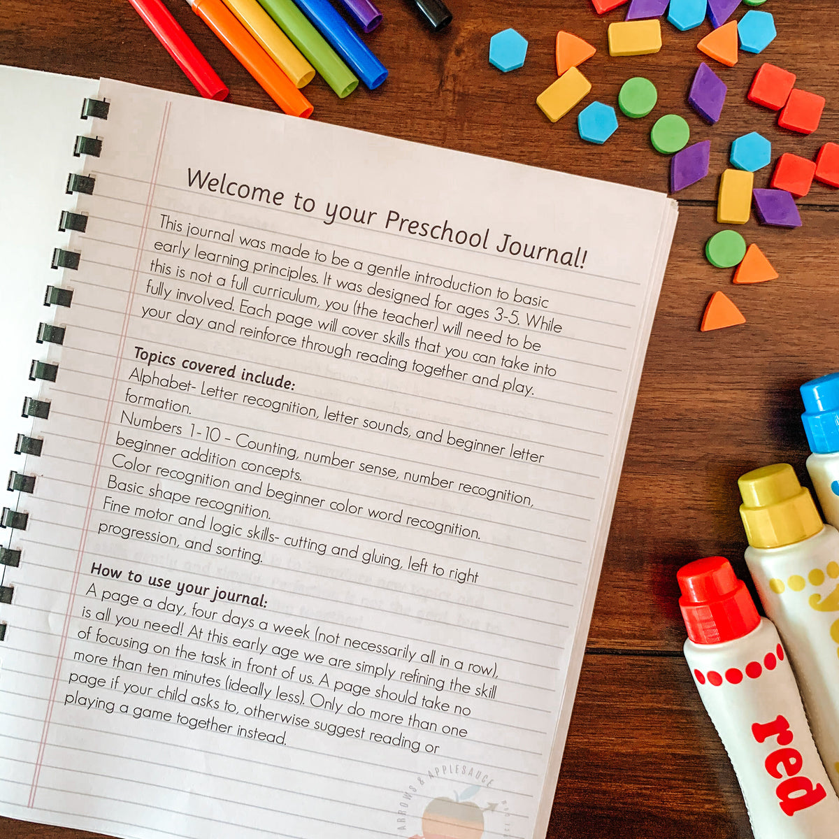 Preschool Journal Printable – Arrows And Applesauce
