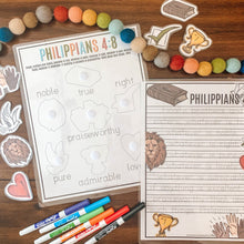 Load image into Gallery viewer, Philippians 4:8 Printable Bible Study - Arrows And Applesauce