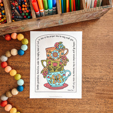 Load image into Gallery viewer, Colorful teacup art print with 1 Peter Bible verse
