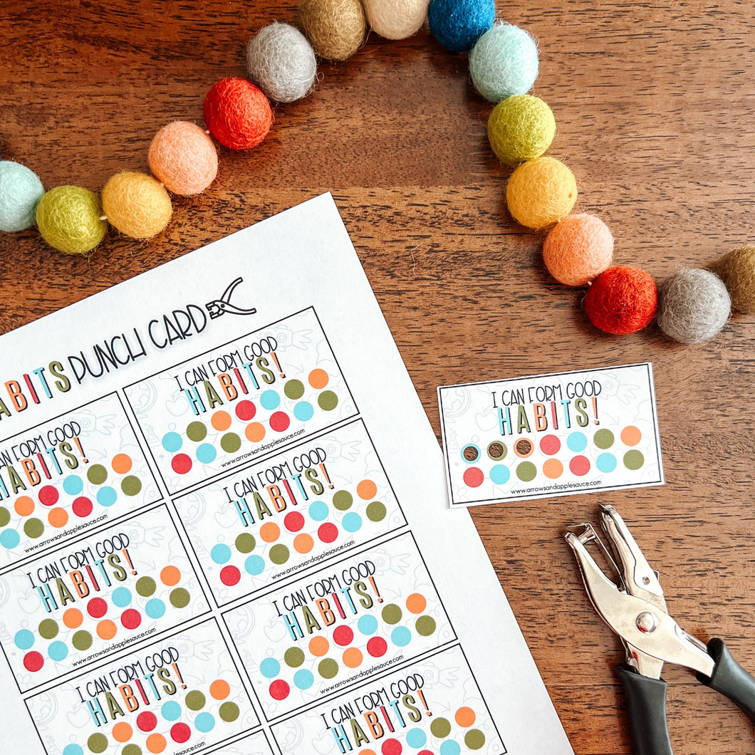 Good Habits Punch Cards + EDITABLE Chart