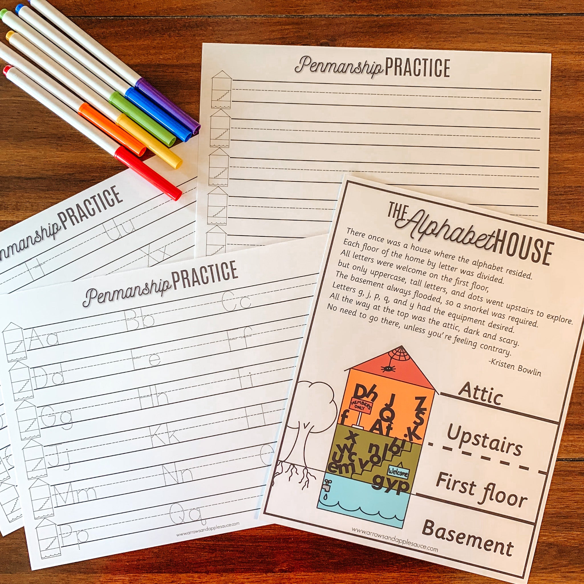 Penmanship Abc Alphabet House Penmanship Practice Set + Mini Poster – Arrows And ...