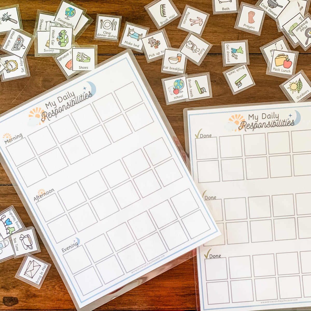 Full Day Double Row Responsibilities Chart + Icons – Arrows And Applesauce