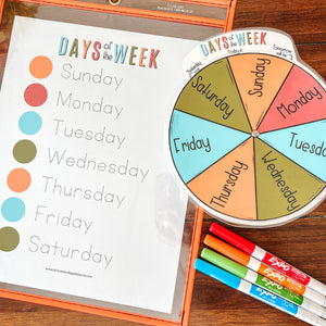 Days Of The Week Wheel + Tracing Worksheet