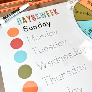 Days Of The Week Wheel + Tracing Worksheet