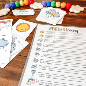Weather Three Part Cards + Tracing Page
