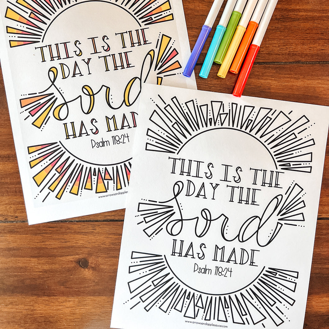 FREE Psalm 118:24 Art Print + Coloring Page