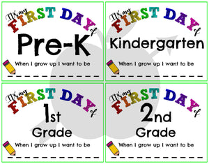 First Day of School Pre-K to 12th Grade Printable Sign - Arrows And Applesauce