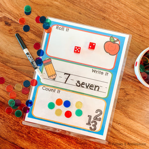 "Roll It, Write It, Count It" Printable Dice Game - Arrows And Applesauce