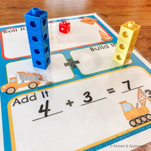 "Roll It, Build it, Add It" Printable Dice Game - Arrows And Applesauce
