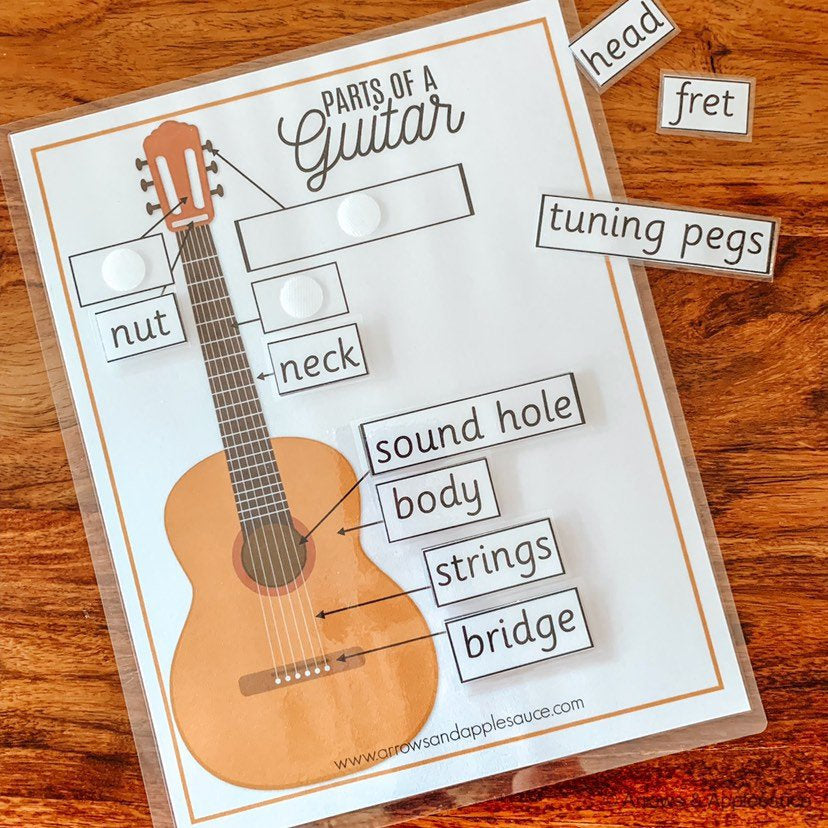 Guitar Parts Printable Memory Game - Arrows And Applesauce