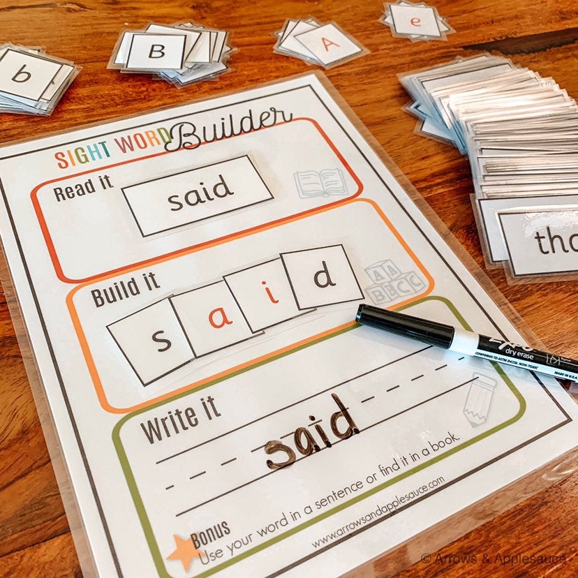 Read, Build, Write Sight Word Practice - Arrows And Applesauce