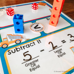 Subtraction Math Dice Game Printable - Arrows And Applesauce