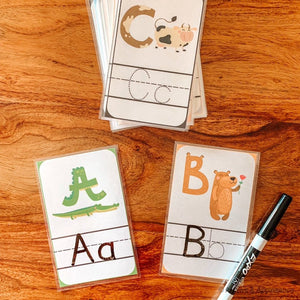 Animal Themed Printable Alphabet Tracing Cards - Arrows And Applesauce