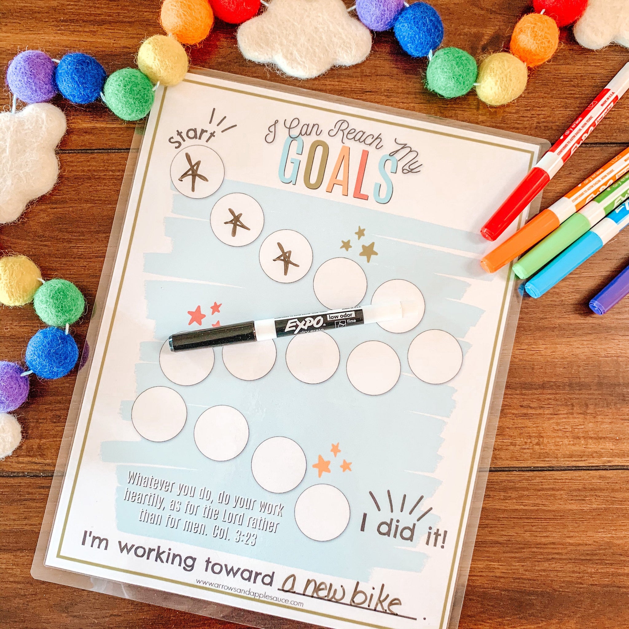 Child Target Chart Kid's Printable Goal Chart – Arrows And Applesauce