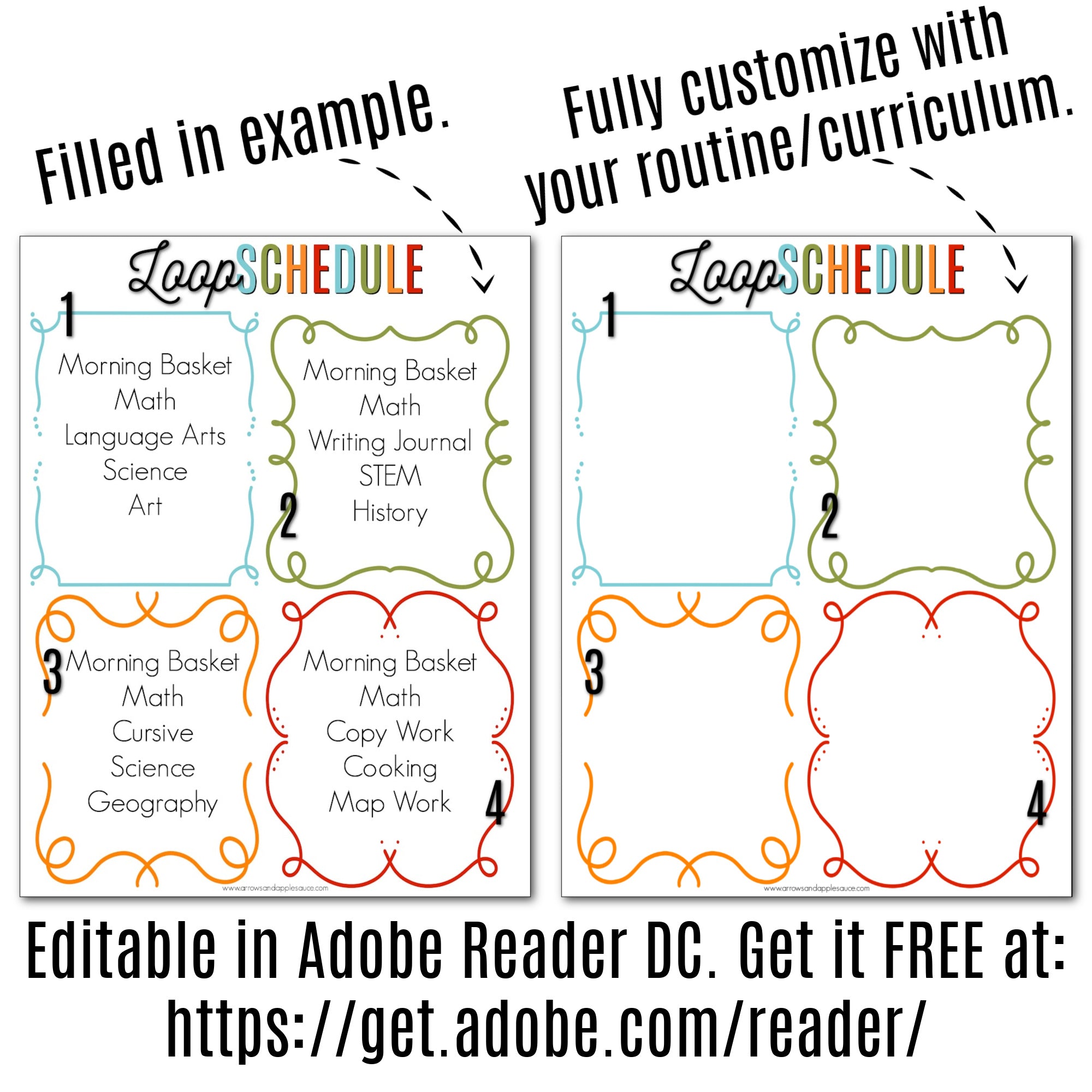 EDITABLE Loop Schedule- Daily Format – Arrows And Applesauce editable-loop-schedule-daily-format-arrows-and-applesauce
